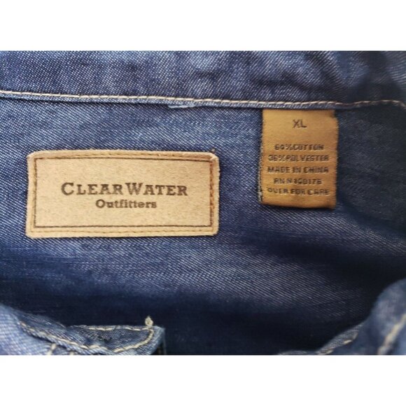 Clear Water Outfitters Denim Shirt Men's Size XL Dark Wash - Picture 5 of 7